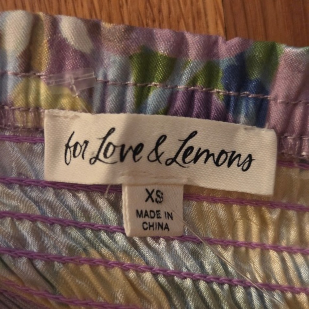 For Love & Lemons Cassia Blue Yellow Purple‎ Floral Print Cropped Top, Sz XS - Picture 6 of 12